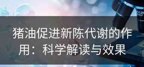 猪油促进新陈代谢的作用：科学解读与效果